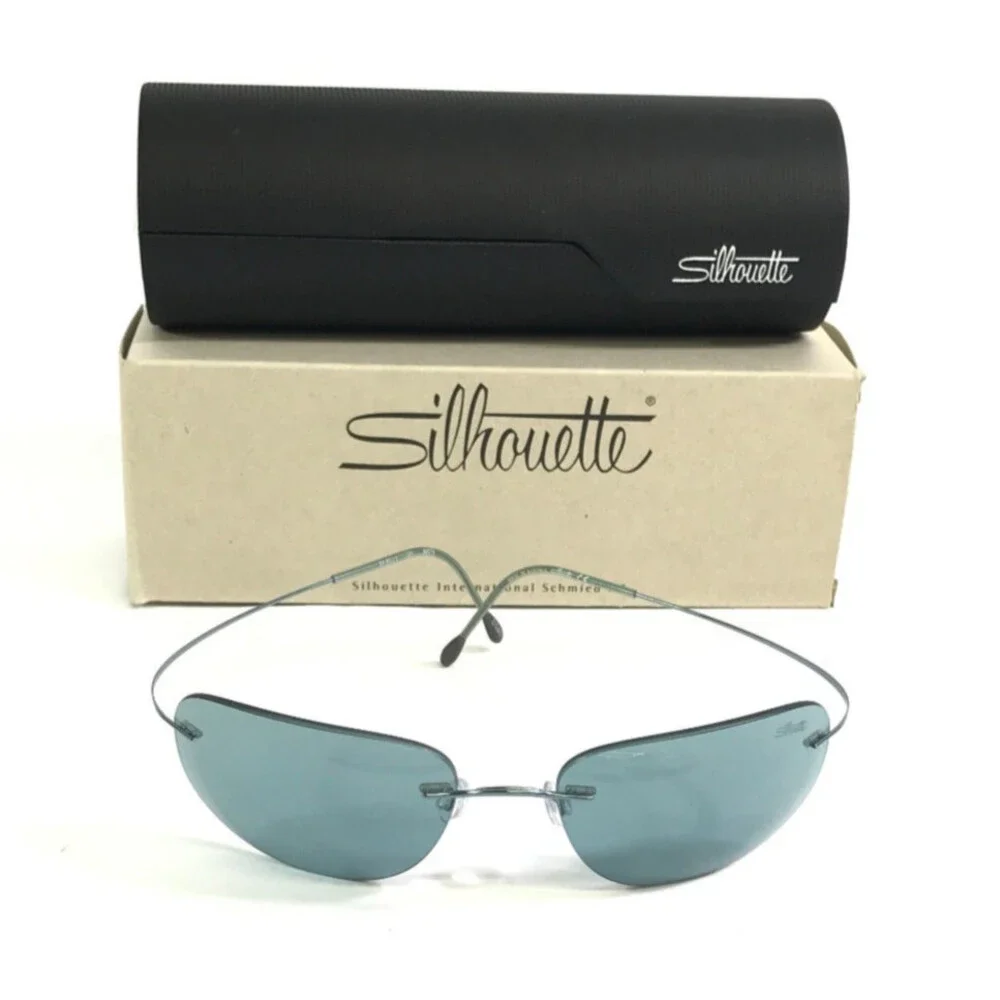 Silhouette Sunglasses M8571 /45 6075 Blue Rimless Frames with Light Blue Lenses